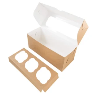Kartongist muffinikarp 3-le (25×17,5×10 cm) – hulgipakend 25tk