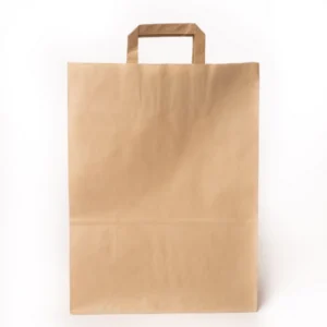 Kraft paberkott sangadega 26×14×29 cm — kaubandusele ja toitlustusele