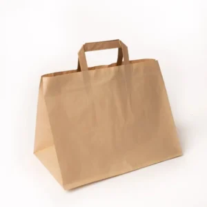 Kraft paberkott sangadega 32×22×25 cm — kaubandusele ja toitlustusele