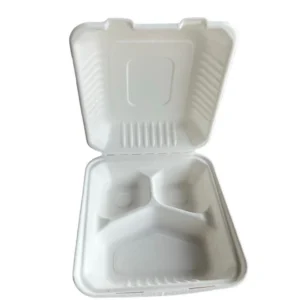 Suhkruroost 3-osaline einekarp 23×20×4 cm — komposteeritav take-away lahendus